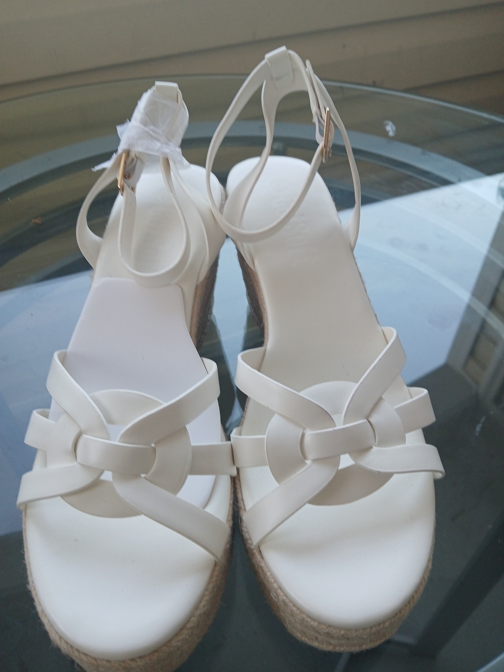 & Other Stories Cream Woven Espadrille Wedge Sandals